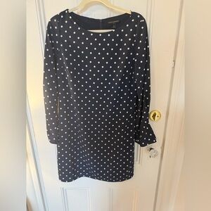 Banana Republic Navy Polka Dot Long Sleeve Dress